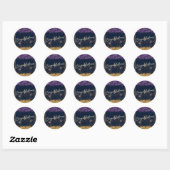Gefeliciteerd Afstuderen Paars & Goud Glitter Ronde Sticker (Vel)