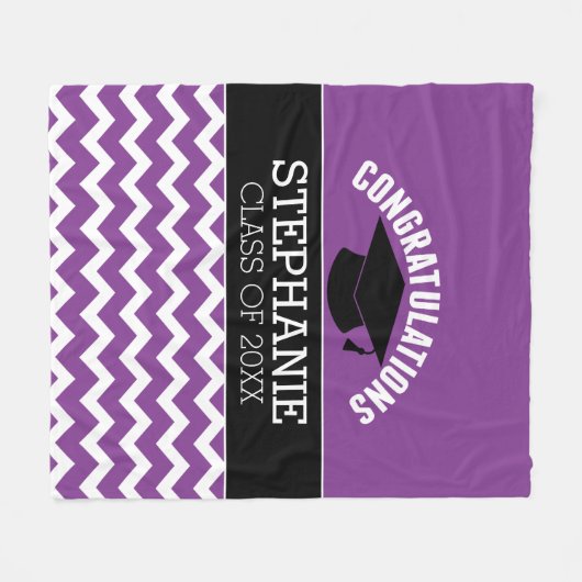Gefeliciteerd Afstuderen - Paars zwart Afstuderen Fleece Deken (Voorkant (Horizontaal))