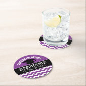 Gefeliciteerd Afstuderen - Paars zwart Afstuderen Ronde Kartonnen Onderzetter (Insitu)