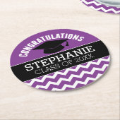 Gefeliciteerd Afstuderen - Paars zwart Afstuderen Ronde Kartonnen Onderzetter (Gebogen)