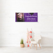 Gefeliciteerd Afstuderen Paarse Confetti Foto Spandoek (Insitu)