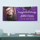 Gefeliciteerd Afstuderen Paarse Confetti Foto Spandoek (Beurs)