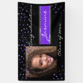 Gefeliciteerd Afstuderen Paarse glitter, op maat Spandoek (Verticaal)