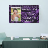 Gefeliciteerd Afstuderen Paarse Satin Diamonds Spandoek (Beurs)