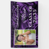 Gefeliciteerd Afstuderen Paarse Satin Diamonds Spandoek (Verticaal)