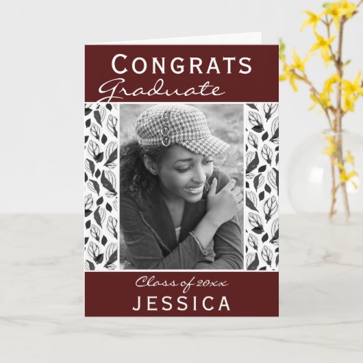 Gefeliciteerd Afstuderen Patroon Foto Afstuderen Kaart (Gele Bloem)