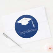 Gefeliciteerd afstuderen pet blauw ronde sticker (Envelop)