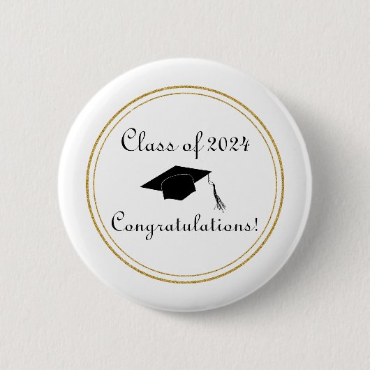 Gefeliciteerd Afstuderen Pet Eenvoudig Elegant Ronde Button 5,7 Cm (Voorkant)