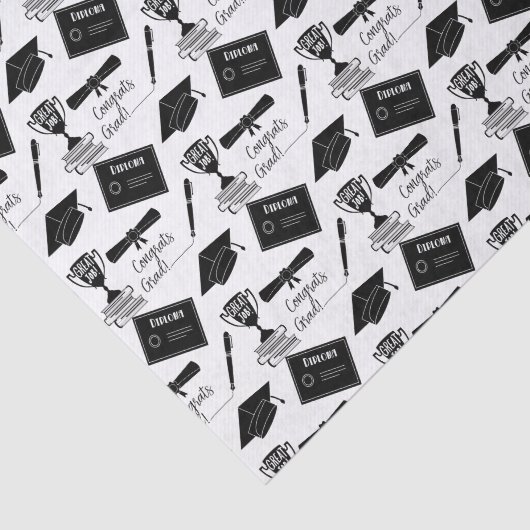 Gefeliciteerd Afstuderen Pet en Diploma Collage Tissuepapier (Detail)