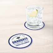Gefeliciteerd Afstuderen Pet Klasse 20XX Vet Blauw Ronde Kartonnen Onderzetter (Insitu)