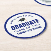 Gefeliciteerd Afstuderen Pet Klasse 20XX Vet Blauw Ronde Kartonnen Onderzetter (Gebogen)