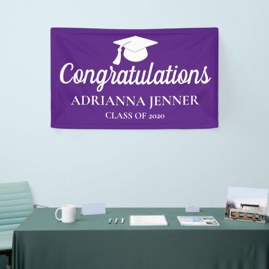 Gefeliciteerd Afstuderen Pet | Manuscript | Paars Spandoek (Beurs)