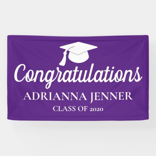 Gefeliciteerd Afstuderen Pet | Manuscript | Paars Spandoek (Horizontaal)