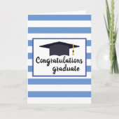 Gefeliciteerd Afstuderen Pet met Stripes Blue Kaart (Voorkant)