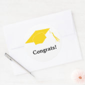 Gefeliciteerd afstuderen pet ronde sticker (Envelop)
