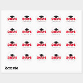 Gefeliciteerd Afstuderen Pet Rood Zwart Wit Ronde Sticker (Vel)