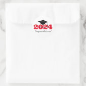Gefeliciteerd Afstuderen Pet Rood Zwart Wit Ronde Sticker (Tas)