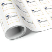 Gefeliciteerd Afstuderen, Pet, Tassel, Blue, Gold Cadeaupapier (Rol Hoek)