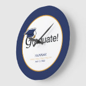 Gefeliciteerd Afstuderen, Pet, Tassel, Blue, Gold Grote Klok (Hoek)