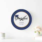 Gefeliciteerd Afstuderen, Pet, Tassel, Blue, Gold Grote Klok (Huis)