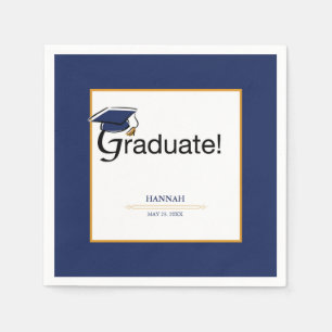 Gefeliciteerd Afstuderen, Pet, Tassel, Blue, Gold Servet