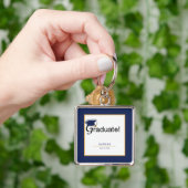 Gefeliciteerd Afstuderen, Pet, Tassel, Blue, Gold Sleutelhanger (Hand)