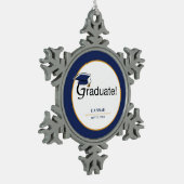 Gefeliciteerd Afstuderen, Pet, Tassel, Blue, Gold Tin Sneeuwvlok Ornament (Links)