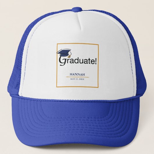 Gefeliciteerd Afstuderen, Pet, Tassel, Blue, Gold Trucker Pet (Voorkant)