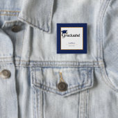 Gefeliciteerd Afstuderen, Pet, Tassel, Blue, Gold Vierkante Button 5,1 Cm (In situ)