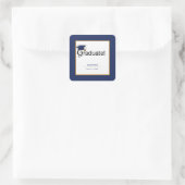 Gefeliciteerd Afstuderen, Pet, Tassel, Blue, Gold Vierkante Sticker (Tas)