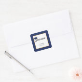 Gefeliciteerd Afstuderen, Pet, Tassel, Blue, Gold Vierkante Sticker (Envelop)
