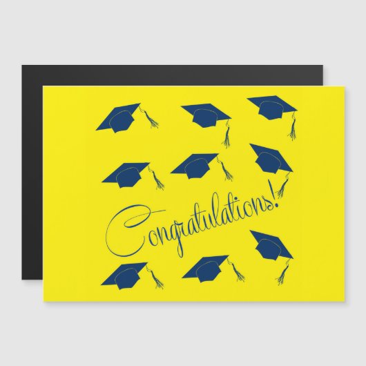 Gefeliciteerd afstuderen pet Thin Magnetic Kaart Magnetische Uitnodiging (Voorkant / Achterkant)