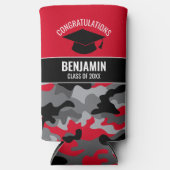 Gefeliciteerd Afstuderen Red Black Afstuderen Camo Seltzer Blikjeskoeler (Voorkant)