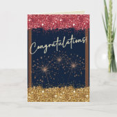 Gefeliciteerd Afstuderen Red & Gold Sparkle Kaart (Voorkant)