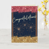 Gefeliciteerd Afstuderen Red & Gold Sparkle Kaart (Gele Bloem)