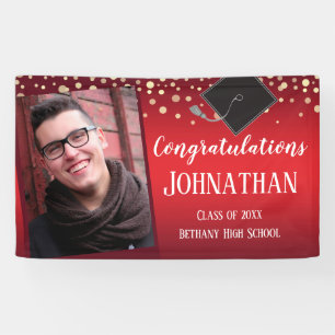 Gefeliciteerd Afstuderen Red met Confetti Foto Spandoek