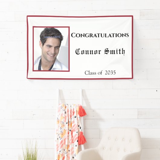 Gefeliciteerd, Afstuderen rode witte banner (Insitu)