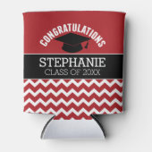 Gefeliciteerd Afstuderen - Rode Zwarte Afstuderen Blikjeskoeler (Voorkant)