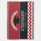Gefeliciteerd Afstuderen - Rode Zwarte Afstuderen Deken (Voorkant Verticaal)