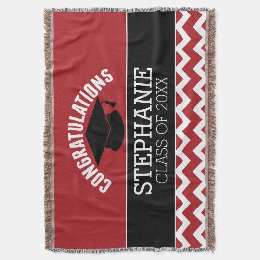 Gefeliciteerd Afstuderen - Rode Zwarte Afstuderen Deken (Voorkant Verticaal)