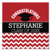 Gefeliciteerd Afstuderen - Rode Zwarte Afstuderen Foto Afdruk (Voorkant)