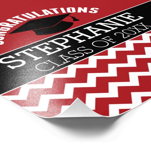 Gefeliciteerd Afstuderen - Rode Zwarte Afstuderen Foto Afdruk (Hoek)