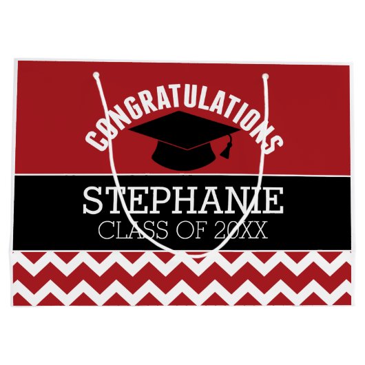 Gefeliciteerd Afstuderen - Rode Zwarte Afstuderen Groot Cadeauzakje (Achterkant)