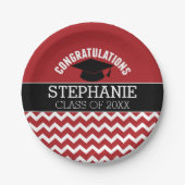 Gefeliciteerd Afstuderen - Rode Zwarte Afstuderen Papieren Bordje (Voorkant)