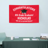 Gefeliciteerd Afstuderen Rood 8e graad Spandoek (Beurs)