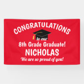 Gefeliciteerd Afstuderen Rood 8e graad Spandoek (Horizontaal)