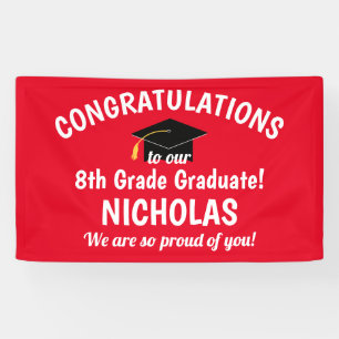 Gefeliciteerd Afstuderen Rood 8e graad Spandoek
