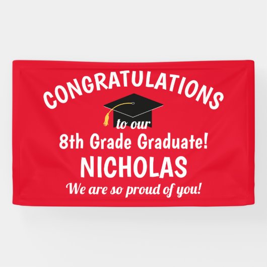 Gefeliciteerd Afstuderen Rood 8e graad Spandoek (Horizontaal)