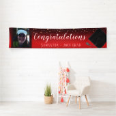 Gefeliciteerd Afstuderen Rood met Confetti Foto Spandoek (Insitu)