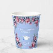 Gefeliciteerd Afstuderen Roses Blue Anemone Papieren Bekers (Voorkant)